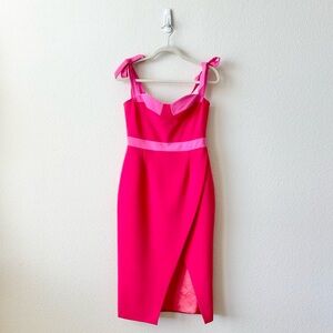 Lucian Matis Sleeveless Tie-Shoulder Fuchsia Pencil Dress Size 6